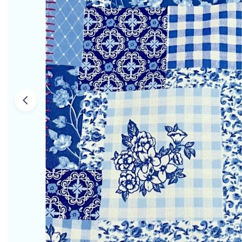 Pioneer Woman Heritage Patchwork Cotton Placemat Reversible Plaid Blue Red 4 PC